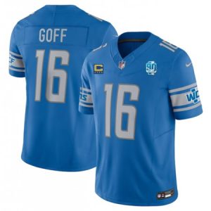 7d70c23cdd469daa48a41701ba6c9b98.jpeg Men's Detroit Lions #16 Jared Goff Blue 2023 F.U.S.E. With 1-Star C Patch And 90th Anniversary Patch Vapor Untouchable Limited Stitched Jersey