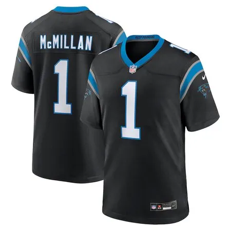 Men's Carolina Panthers #1 Tetairoa McMillan Black 2025 NFL Draft First Round Pick Game Jersey
