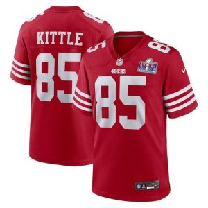 806c8351adc8186748dbbb6ab4f76fff.jpeg Men's San Francisco 49ers #85 George Kittle Scarlet Super Bowl LVIII Game Jersey
