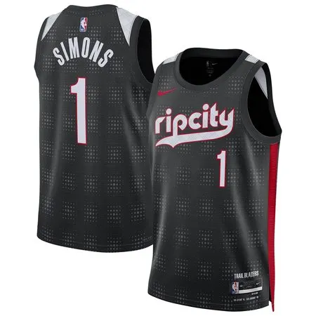 Unisex Portland Trail Blazers #1 Anfernee Simons Black 2024/25 Swingman City Edition Player Jersey
