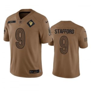 818ebb47e39de2782f14778c51236570.jpeg Men's Los Angeles Rams #9 Matthew Stafford 2023 Brown Salute To Service Limited Stitched Football Jersey
