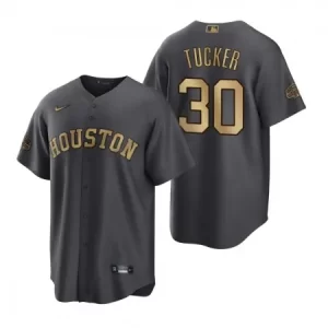 Men's Houston Astros #30 Kyle Tucker 2022 All-Star Charcoal Cool Base Stitched Baseball Jersey Q6OU