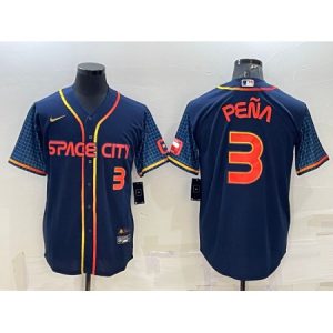 Men's Houston Astros #3 Jeremy Pena 2022 Navy City Connect Cool Base Stitched Jersey J4QS