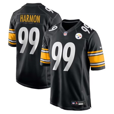 83efd2b4494e034216a54f7b88b1890d.jpeg Men's Pittsburgh Steelers #99 Derrick Harmon Black 2025 NFL Draft First Round Pick Game Jersey