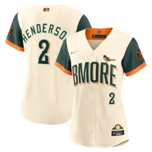 Women's Baltimore Orioles #2 Gunnar Henderson Nike Natural 2026 City Connect Stadium Jersey VZ53