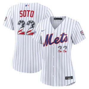 Women's New York Mets #22 Juan Soto Nike White 2026 All-Star Edition Stars & Stripes Stadium Jersey