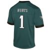 Youth Philadelphia Eagles #1 Jalen Hurts  Midnight Green Super Bowl LIX Game Player Jersey