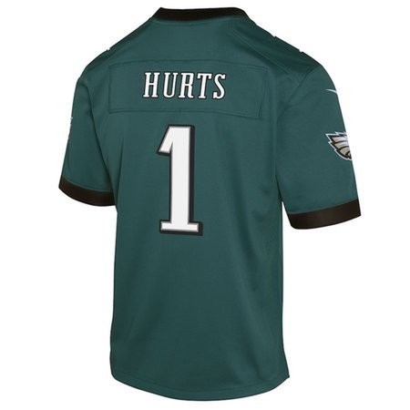 Youth Philadelphia Eagles #1 Jalen Hurts  Midnight Green Super Bowl LIX Game Player Jersey