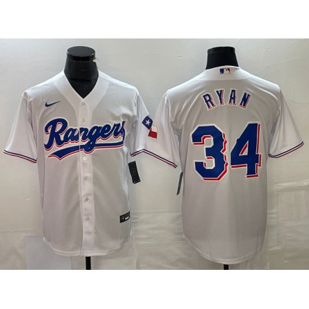 Men's Texas Rangers #34 Nolan Ryan White Cool Base Stitched Baseball Jersey 6FR1