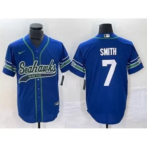 853566832c8f5a4781227e7b1d8a30fe.webp Men's Seattle Seahawks #7 Geno Smith Royal Throwback Cool Base Stitched Baseball Jersey
