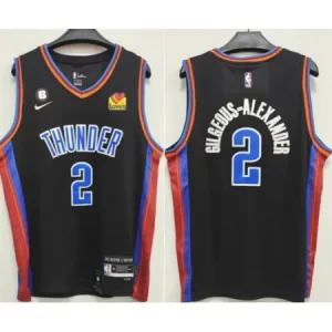 Men's Oklahoma City Thunder #2 Shai Gilgeous-Alexander Black With NO.6 Patch Stitched Basketball Jersey 1PRB