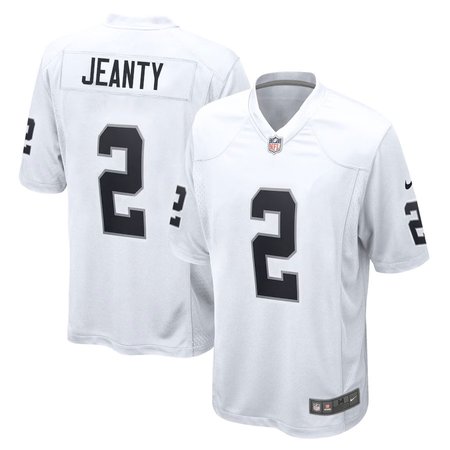 Men's Las Vegas Raiders #2 Ashton Jeanty  White 2025 NFL Draft First Round Pick Game Jersey