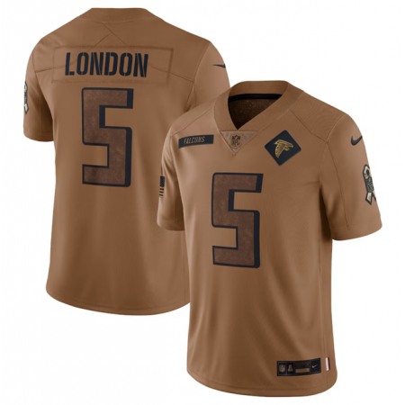 8800136fe141916a36395b7cb59b9247.jpeg Men's Atlanta Falcons #5 Drake London 2023 Brown Salute To Setvice Limited Stitched Football Jersey