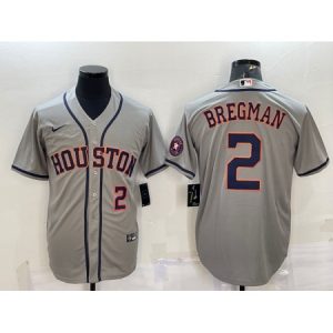 Men's Houston Astros #2 Alex Bregman White With Patch Cool Base Stitched Jersey V1SY