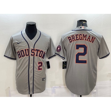 Men's Houston Astros #2 Alex Bregman White With Patch Cool Base Stitched Jersey V1SY