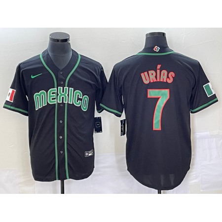 Men's Mexico Baseball #7 Julio Urias 2023 Black World Baseball Classic Stitched Jersey 3W4T