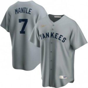 Men's New York Yankees #7 Mickey Mantle Grey Cool Base Stitched Jersey PN16