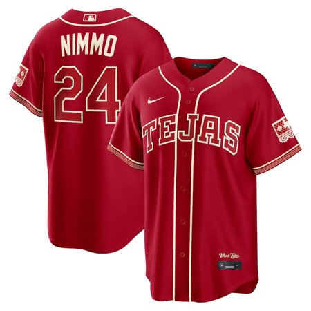 Youth Texas Rangers #24 Brandon Nimmo Nike Red 2026 City Connect Stadium Jersey F4Q5