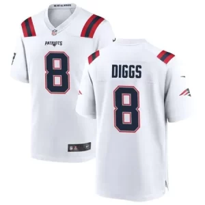 Men's New England Patriots #8 Stefon Diggs White Game Jersey