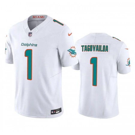 8cb34324226dbdf3f14bf147c8596d75.jpeg Men's Miami Dolphins #1 Tua Tagovailoa White 2023 F.U.S.E Vapor Limited Stitched Football Jersey