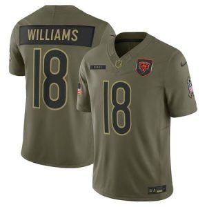 Men's Chicago Bears #18 Caleb Williams  Olive 2025 Salute to Service Limited Jersey
