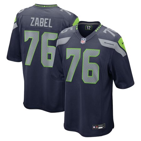 Men's Seattle Seahawks #76 Grey Zabel  Navy 2025 NFL Draft First Round Pick Game Jersey