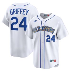Youth Seattle Mariners #24 Ken Griffey Jr. Nike White Throwback Cooperstown Collection Limited Jersey 76AN