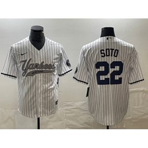 Men's New York Yankees #22 Juan Soto White Cool Base Stitched Baseball Jersey 8FQG