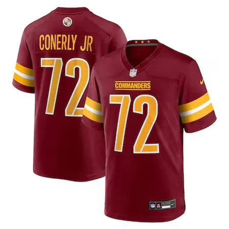 Men's Washington Commanders #72 Josh Conerly Jr. Burgundy 2025 NFL Draft First Round Pick Game Jersey