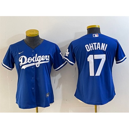 Women's Los Angeles Dodgers #17 Shohei Ohtani Blue Stitched Jersey(Run Small) LBFW