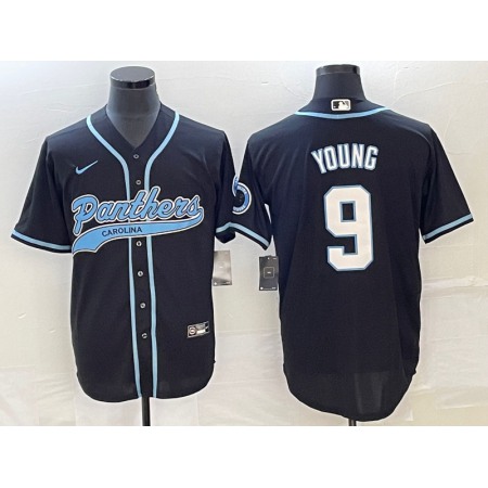 9824eb7eff1e2e653e93205147c0c36e.jpeg Men's Carolina Panthers #9 Bryce Young Black With Patch Cool Base Stitched Baseball Jersey