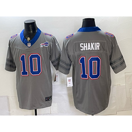 Men's Buffalo Bills #10 Khalil Shakir Nike Gray Vapor F.U.S.E. Limited Jersey DFY1