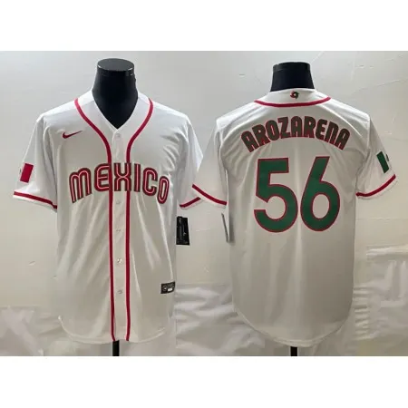 Men's Mexico Baseball #56 Randy Arozarena 2023 White World Baseball Classic Stitched Jersey VTFI