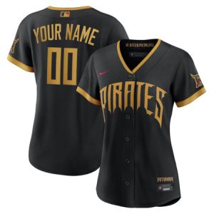 Women's Pittsburgh Pirates Nike Black 2026 City Connect Stadium Custom Jersey EH5T
