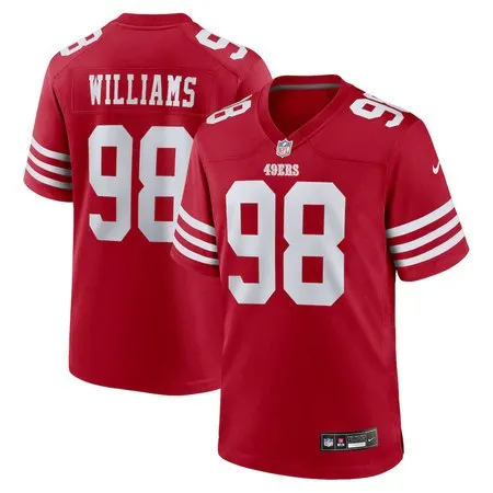 Men's San Francisco 49ers #98 Mykel Williams Scarlet 2025 NFL Draft First Round Pick No. 11 Game Jersey