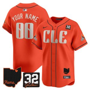 Men's Cleveland Browns Orange 2025 Jim Brown Memorial & Home Patch Vapor Limited Custom Jersey