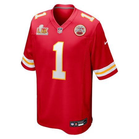Men's Kansas City Chiefs #1 Xavier Worthy Red Super Bowl LIX Game Jersey
