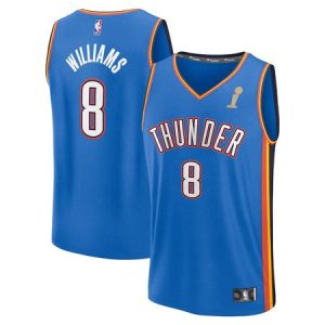 Men's Oklahoma City Thunder #8 Jalen Williams Blue 2025 NBA Finals Champions Fast Break Replica Player Icon Edition Jersey