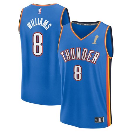 Men's Oklahoma City Thunder #8 Jalen Williams Blue 2025 NBA Finals Champions Fast Break Replica Player Icon Edition Jersey