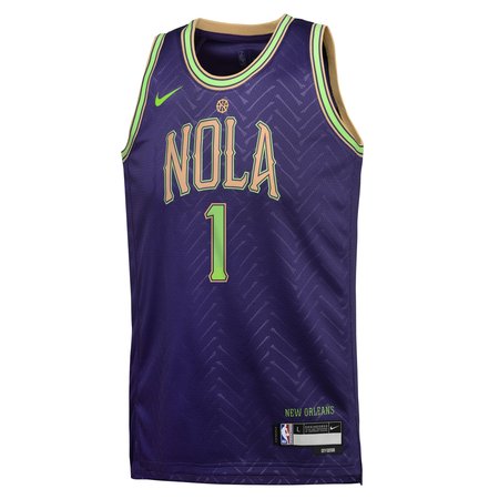 Youth New Orleans Pelicans #1 Zion Williamson Purple 2024/25 Swingman City Edition Player Jersey