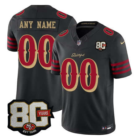 Men's San Francisco 49ers Black 80 Anniversary Rivalries Collection Vapor F.U.S.E. Limited Custom Jersey