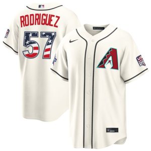 Men's Arizona Diamondbacks #57 Eduardo Rodriguez Nike Cream 2026 All-Star Edition Stars & Stripes Stadium Jersey