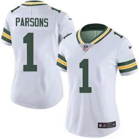 Women's Green Bay Packers #1 Micah Parsons White Vapor Limited Jersey