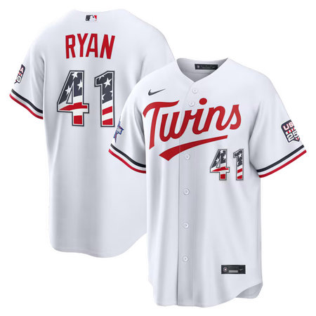 Men's Minnesota Twins #41 Joe Ryan Nike White 2026 All-Star Edition Stars & Stripes Stadium Jersey