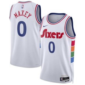 Unisex Philadelphia 76ers #0 Tyrese Maxey White 2024/25 Swingman City Edition Player Jersey