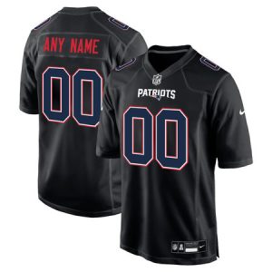 Men's New England Patriots Carbon Black Fashion Game Custom Jersey