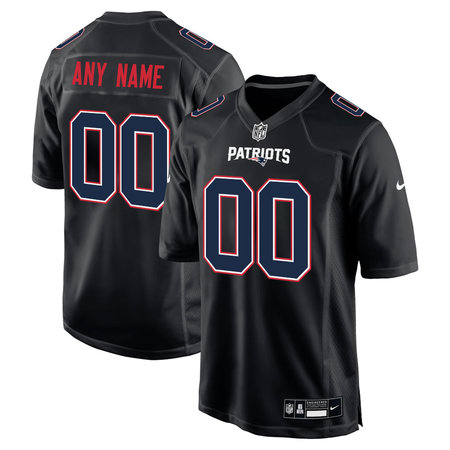 Men's New England Patriots Carbon Black Fashion Game Custom Jersey