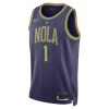 Unisex New Orleans Pelicans #1 Zion Williamson Purple 2024/25 Swingman City Edition Player Jersey