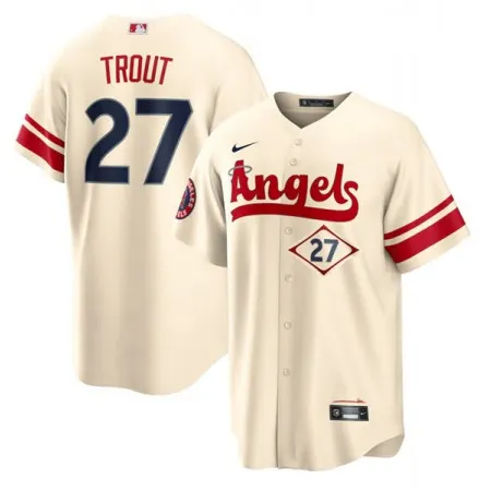 Youth Los Angeles Angels #27 Mike Trout 2022 Cream City Connect Stitched Jersey 4LEK