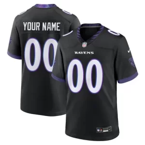 Men's Baltimore Ravens Nike Black Alternate Game Custom Jersey